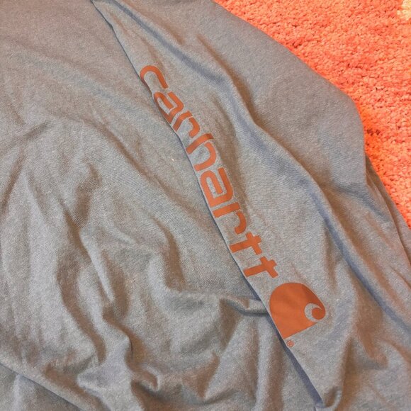 Carhartt Mens TShirt 2XL Loose Fit Heavyweight Long Sleeve Graphic Blue K231 H24 - Picture 2 of 5